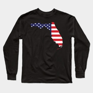 Florida State Shape Flag Background Long Sleeve T-Shirt